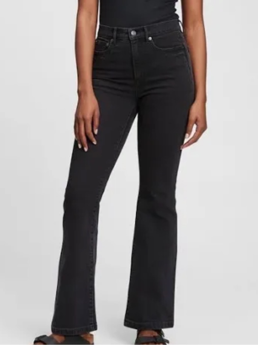 Gap Denim 70’s High Rise Flare Black Wash Jeans